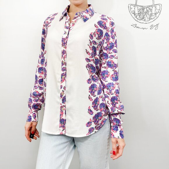 I Heart Ronson / Floral Pattern Button Down Shirt Blouse / Multicolor / Size S - Picture 3 of 8